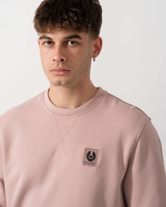 Relaxed Fit Long Sleeve Logo Detail Sweatshirt in Dusty Pink - Image 4