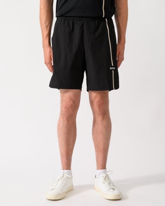 Regular Fit Logo Detail Shorts in Black - Image 1