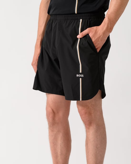 Regular Fit Logo Detail Shorts in Black - Image 3