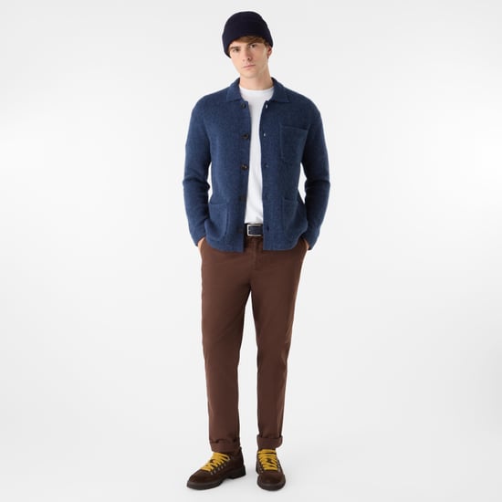Oliver Sweeney Heywood Mens Alpaca Wool Blend Knitted Overshirt - Navy - Image 4