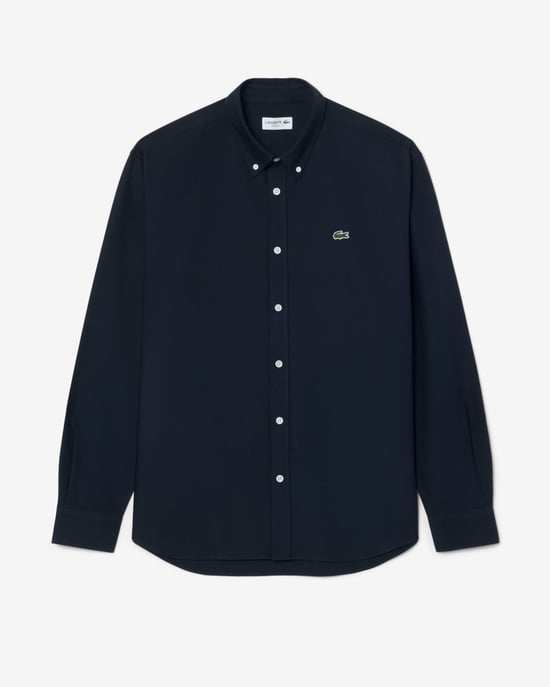 Regular Fit Long Sleeve Logo Detail Shirt in Navy - Image 1