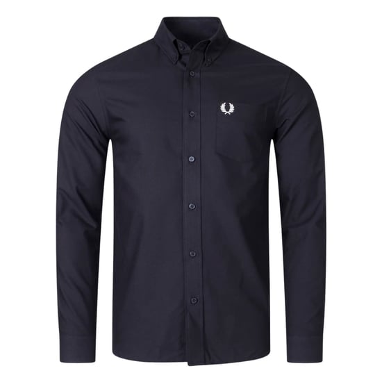 Fred Perry Plain Black Long Sleeve Oxford Shirt - Image 1