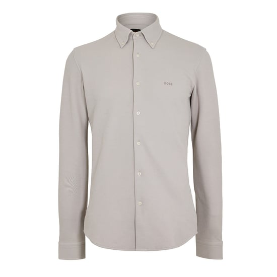 Men's Boss Embroidered Collared Neck Long Sleeve Shirt in Grey 070 - Image 1