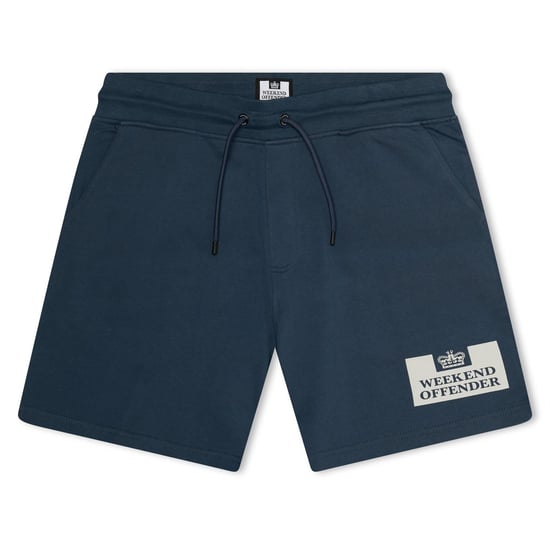 Men's Weekend Offender Parma Logo Print Text Graphic Sweat Shorts in Ink Blue/Silver - Image 1