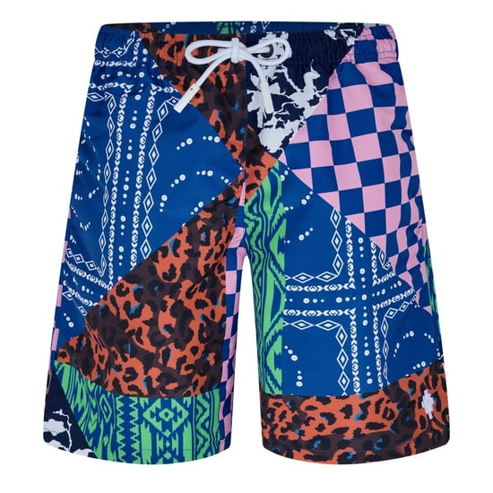 Men's Marcelo Burlon Patchwork Swim Short in Blue/Multi - Image 1