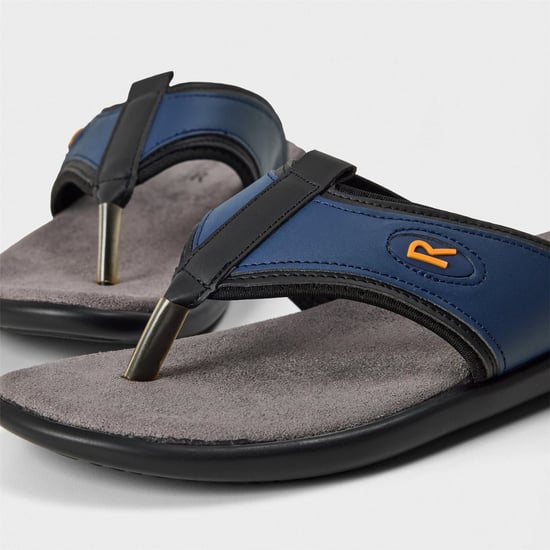 Men's Regatta Travis Logo Print Thong Toe Flat Flip Flops in Navy/Grey - Image 3