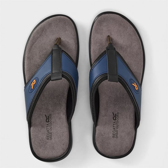 Men's Regatta Travis Logo Print Thong Toe Flat Flip Flops in Navy/Grey - Image 4