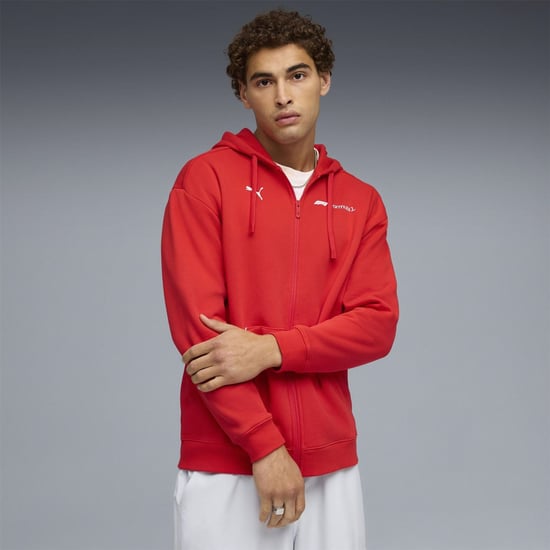 Men's Puma Long Sleeve Patterned Shirt in Pop Red - Image 3