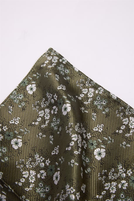 Floral Pocket Square in Olive - Image 2