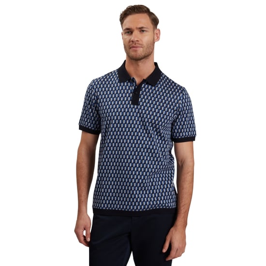Ted Baker Hamishs Jacquard Stripe Geo Navy Polo Shirt - Image 2