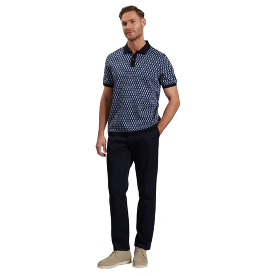 Ted Baker Hamishs Jacquard Stripe Geo Navy Polo Shirt - Image 4
