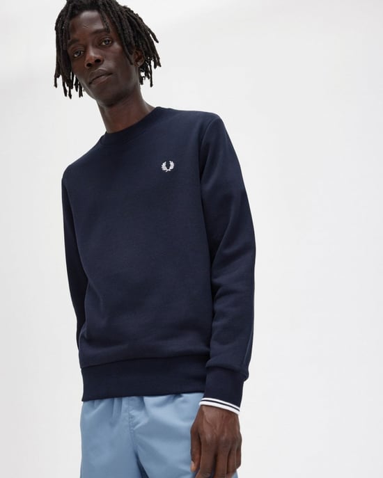 Men's Fred Perry Crew Neck Sweatshirt in Navy - Image 5