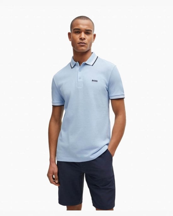 BOSS Green Paddy Mens Organic Cotton Polo With Contrast Logo Details - Image 5