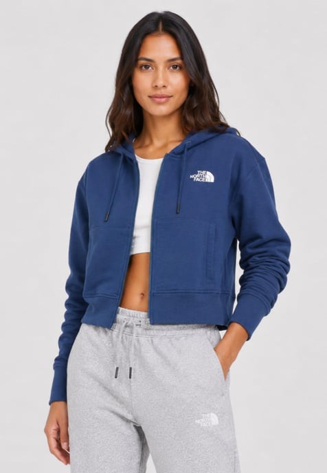 The North Face Womens Icon Crop Hoodie in Shady Blue - Image 1