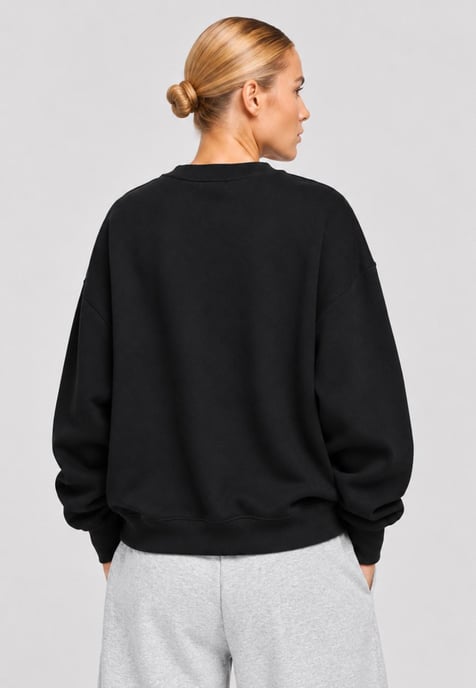 Nike Womens Oversized Phoenix Crewneck Tracksuit in Black/Grey - Image 4