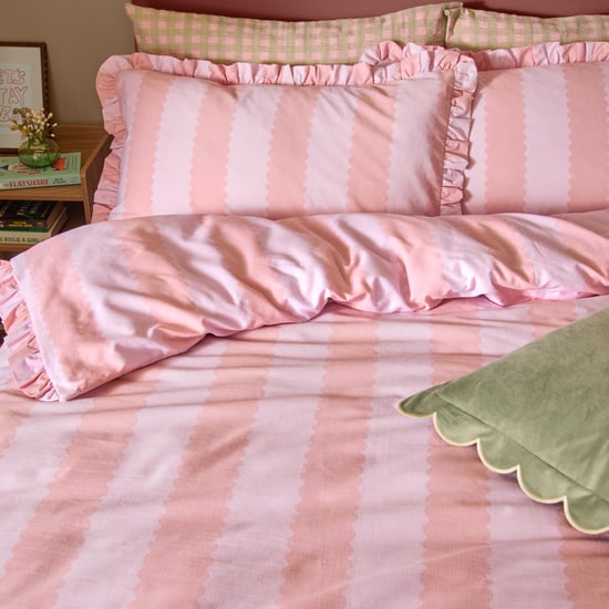 Furn Birdie Stripe Ruffle Duvet Cover Set, Pink/Raspberry - Image 2