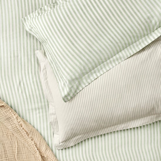 Yard Hebden Striped 100% Cotton Pillowcase Pair, Eucalyptus - Image 1