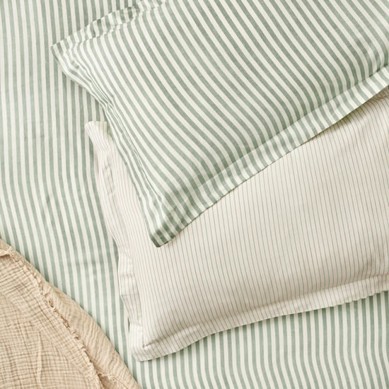 Yard Hebden Striped 100% Cotton Pillowcase Pair, Forest - Image 1