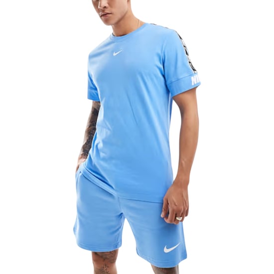 Nike Mens T-Shirts Tape Repeat Fleece Casual Cotton Sportswear Gym Outfit Top - Image 1