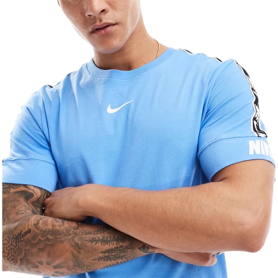 Nike Mens T-Shirts Tape Repeat Fleece Casual Cotton Sportswear Gym Outfit Top - Image 3