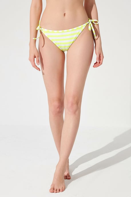 Randiga Lågmidjade Bikinibyxor med Knytning - Image 2