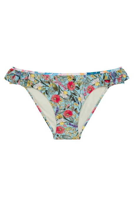 Blommig Bikiniunderdel med Rysch i Midjehöjd - Image 1
