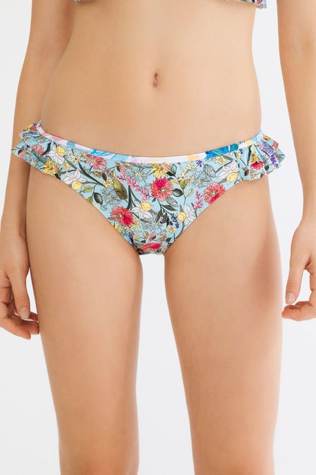 Blommig Bikiniunderdel med Rysch i Midjehöjd - Image 2