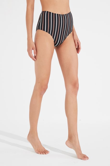 High-Waist Striped Hipster Bikini Bottoms - Image 2