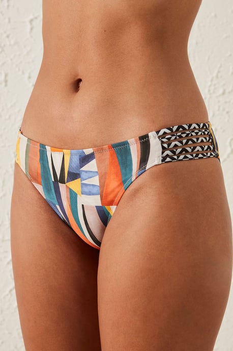 Geometriska Medelhöga Hipster Bikini Shorts - Image 1