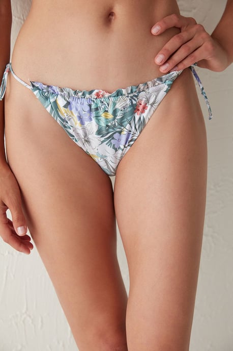 Hoge taille Bloemen Rimpel Bikini Slip - Image 2