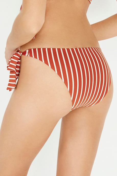 Low-Waist Striped Brazilian Bikini Bottoms - Image 2