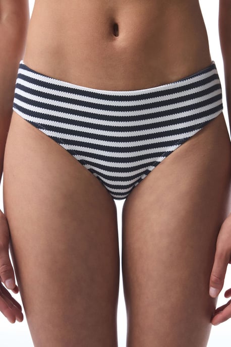 Striped Mid-waist Hipster Bikini Bottoms - Image 1