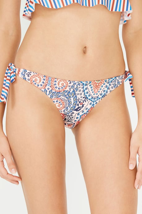 Paisley Low-Waist Brazilian Bikini Bottoms - Image 1