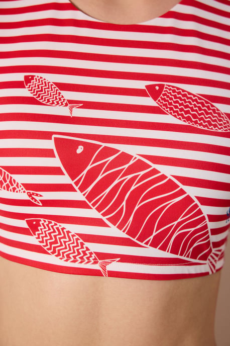 Striped Fixed-strap Bikini Top - Image 3