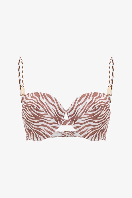 Zebramönstrad bikiniöverdel med byglar - Image 5