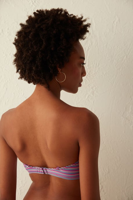 Randig Cut-Out Bandeau Bikin Överdel - Image 6