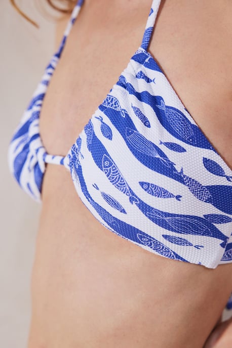 Printed Shirred Triangle Bikini Top - Image 3