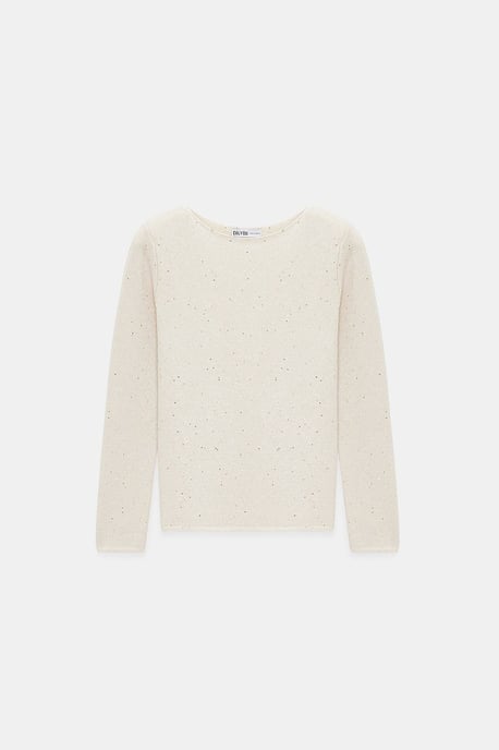 Boat Neck Sequin Knit Sweater - Image 6