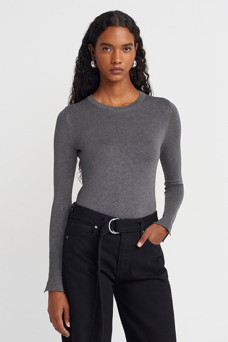 Geribbelde Crew Neck Slim Fit Trui - Image 1