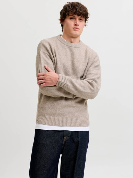Jack & Jones Trui Soho Ollie Knit Crew Neck Beige - Image 3