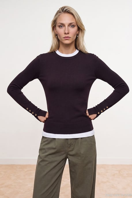 Ribbed Crew Neck Slim Fit Sweater - Image 2