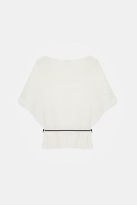 Belted Boat Neck Knit Sweater - Image 6