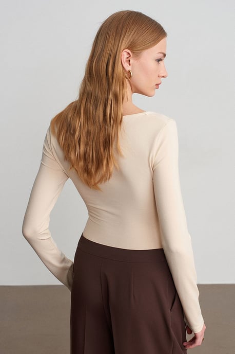 Slim Fit V-hals Gebreide Blouse - Image 2