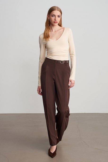 Slim Fit V-hals Gebreide Blouse - Image 4