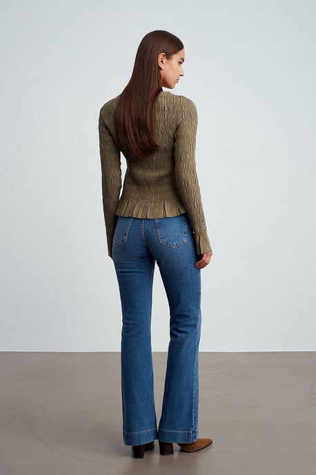 Textured Knit Button-Front Blouse - Image 2
