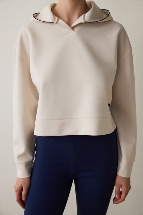 Kvinnors Halvdraget Huva Midi Sweatshirt - Image 2