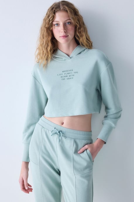 Kvinnors Kortärmad Tryckt Hoodie - Image 1