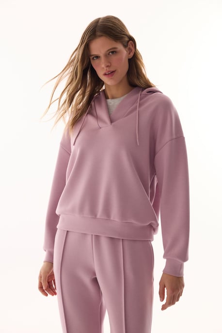 Överdimensionerad v-ringad stickad hoodie - Image 2