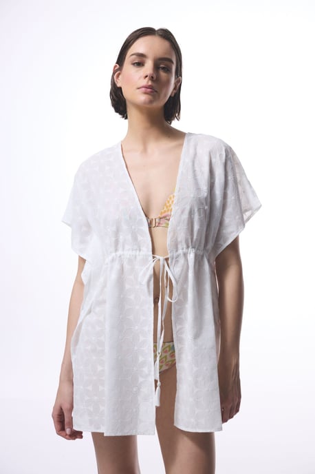 Embroidered Cotton-Blend Midi Kimono - Image 1