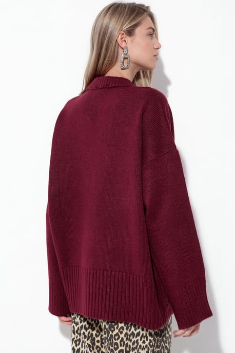 Ribbed V-Neck Button Cardigan - Image 2